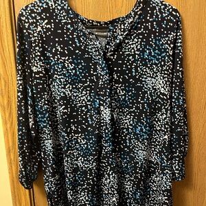 Elegant Black and Blue Polka Dot Women's Blouse